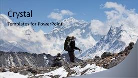  Presentation with everest - Slide set having mount everest - climber in himalayan mountain nepal background and a light blue colored foreground