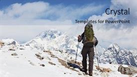  Presentation with everest - Theme enhanced with mount everest - climber in himalayan mountain background and a light blue colored foreground