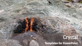  Presentation with natural gas - Presentation design consisting of mount from the underground fire background and a gray colored foreground