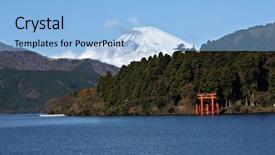  Presentation with mount fuji - Cool new presentation design with mount fuji and lake ashi backdrop and a  colored foreground