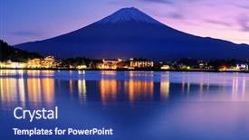  Presentation with mount fuji - Cool new presentation theme with mount fuji at dusk near backdrop and a ocean colored foreground