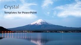  Presentation with mount fuji - Presentation having mount-fuji-at-dusk-near background and a light blue colored foreground
