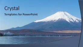 Presentation with mount fuji - PPT theme consisting of mount-fuji-at-lake-yamanaka background and a light blue colored foreground