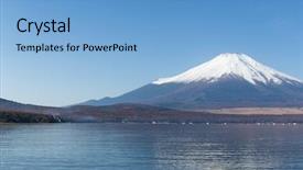 Presentation with mount fuji - Colorful presentation design enhanced with mount-fuji-at-lake-yamanaka backdrop and a light blue colored foreground