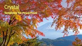  Presentation with mount fuji - Colorful PPT theme enhanced with mount-fuji-in-autumn backdrop and a tawny brown colored foreground