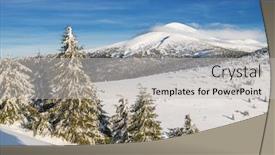  Presentation with green mountains - Amazing PPT theme having mount goverla ukraine beautiful winter landscape in the mountains tops of mountains covered with snow and green firs at the foothills backdrop and a light gray colored foreground