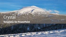  Presentation with green mountains - Presentation theme having mount goverla ukraine beautiful winter landscape in the mountains tops of mountains covered with snow and green firs at the foothills background and a gray colored foreground