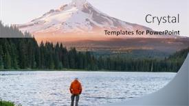  Presentation with beautiful landscapes - PPT theme with mount-hood-reflection-in-trillium background and a sky blue colored foreground