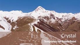  Presentation with sky blue - Presentation design featuring mount-kazbek-in-georgia-against background and a violet colored foreground