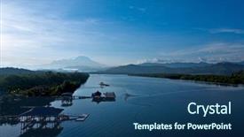  Presentation with sabah - Slides with kota - mount kinabalu in the horizon background and a ocean colored foreground