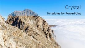  Presentation with mount olympus - Colorful presentation theme enhanced with mount olympus in central greece and mytikas its highest peak backdrop and a light blue colored foreground