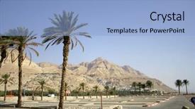  Presentation with region - Presentation design featuring mount sinai - sea side road desert background and a light blue colored foreground