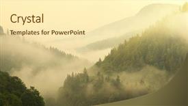  Presentation with landscape - Colorful presentation theme enhanced with mountain aerial morning landscape composition backdrop and a cream colored foreground
