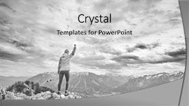  Presentation with achievement mountain - Slide deck with mountain after successful ascent background and a light gray colored foreground