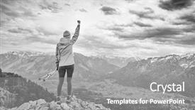  Presentation with achievement mountain - Theme with mountain after successful ascent background and a gray colored foreground