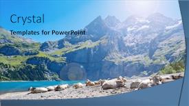  Presentation with blue mountain - Presentation consisting of mountain-and-blue-lake background and a  colored foreground