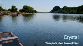  Presentation with blue mountain - Cool new slide set with mountain-and-blue-sky backdrop and a ocean colored foreground