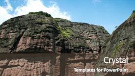  Presentation with blue mountain - Beautiful presentation design featuring mountain-and-blue-sky backdrop and a tawny brown colored foreground
