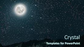  Presentation with night sky moon - Audience pleasing presentation theme consisting of mountain-backgrounds-night-sky backdrop and a wine colored foreground