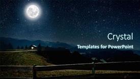  Presentation with stars moon - PPT theme with mountain-backgrounds-night-sky background and a navy blue colored foreground