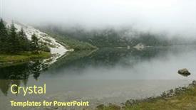  Presentation with fog - PPT theme consisting of mountain-beautiful-lake-in-dense background and a tawny brown colored foreground