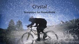  Presentation with water cycle - Colorful slide deck enhanced with mountain bicyclist splashing through water backdrop and a teal colored foreground