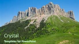  Presentation with blue mountain - PPT theme featuring mountain big thach in caucasus under blue sky background and a tawny brown colored foreground