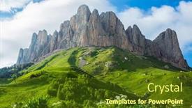  Presentation with blue mountain - Cool new presentation theme with mountain big thach in caucasus under blue sky backdrop and a tawny brown colored foreground