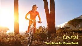  Presentation with mountain bike - Beautiful PPT layouts featuring mountain-bike-cyclist-riding-single backdrop and a tawny brown colored foreground