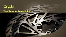  Presentation with mountain bike - Audience pleasing slide deck consisting of mountain bike disk rotors close backdrop and a tawny brown colored foreground