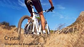  Presentation with mountain bike - Slide deck featuring mountain bike man with blue background and a coral colored foreground