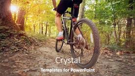 Presentation with mountain bike - PPT theme enhanced with mountain-bike-on-sunny-day background and a coral colored foreground