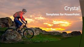  Presentation with mountain bike - Amazing slide deck having mountain bike on the spring backdrop and a coral colored foreground