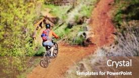  Presentation with dirt bike - Audience pleasing presentation consisting of mountain bike up a dirt backdrop and a coral colored foreground