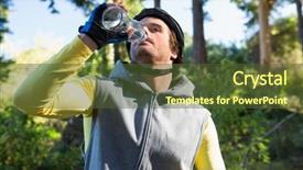  Presentation with mountain water - Amazing presentation theme having mountain biker drinking water in the forest backdrop and a tawny brown colored foreground