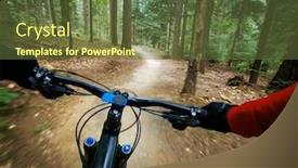  Presentation with pov - Theme with mountain-biker-riding-on-flow background and a tawny brown colored foreground