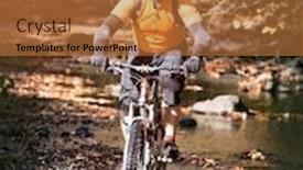  Presentation with mountain stream - Cool new PPT layouts with mountain-biker-riding-through backdrop and a red colored foreground