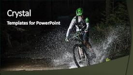  Presentation with forest stream - PPT layouts with mountain biker speeding through forest background and a black colored foreground