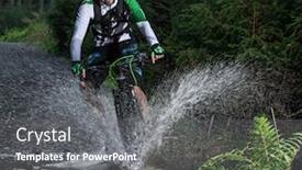  Presentation with forest stream - Slide deck featuring mountain biker speeding through forest stream water splash in freeze motion background and a gray colored foreground