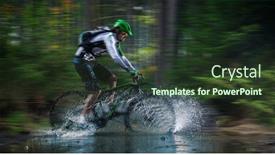  Presentation with forest stream - Colorful slide set enhanced with mountain biker speeding through forest stream water splash in freeze motion backdrop and a tawny brown colored foreground