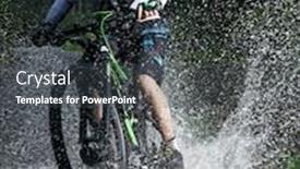  Presentation with forest stream - Audience pleasing slides consisting of mountain biker speeding through forest stream water splash in freeze motion backdrop and a dark gray colored foreground
