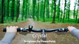  Presentation with biking - Presentation theme consisting of mountain-biking-down-hill-descending background and a gray colored foreground