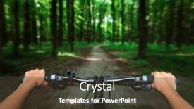  Presentation with mountain view - Amazing slide deck having mountain-biking-down-hill-descending backdrop and a tawny brown colored foreground