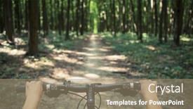  Presentation with mountain view - Presentation design enhanced with mountain-biking-down-hill-descending background and a coral colored foreground