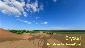  Presentation with bicycle - Presentation design consisting of mountain-biking-down-hill-descending background and a  colored foreground