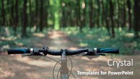  Presentation with mountain view - PPT theme having mountain-biking-down-hill-descending background and a gray colored foreground