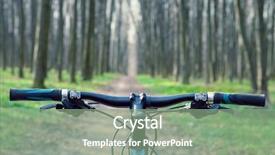  Presentation with biking - Colorful slide set enhanced with mountain biking down hill descending fast on bicycle view from bikers eyes backdrop and a seafoam green colored foreground