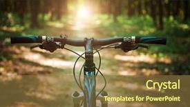  Presentation with biking - Cool new theme with mountain biking down hill descending fast on bicycle view from bikers eyes backdrop and a tawny brown colored foreground