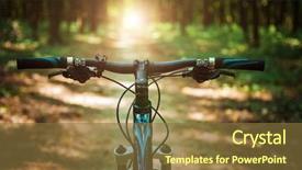  Presentation with biking - Beautiful PPT theme featuring mountain biking down hill descending fast on bicycle view from bikers eyes backdrop and a tawny brown colored foreground