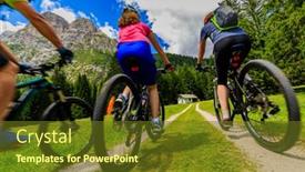  Presentation with biking - Cool new slide set with mountain-biking-family-with-bikes backdrop and a tawny brown colored foreground